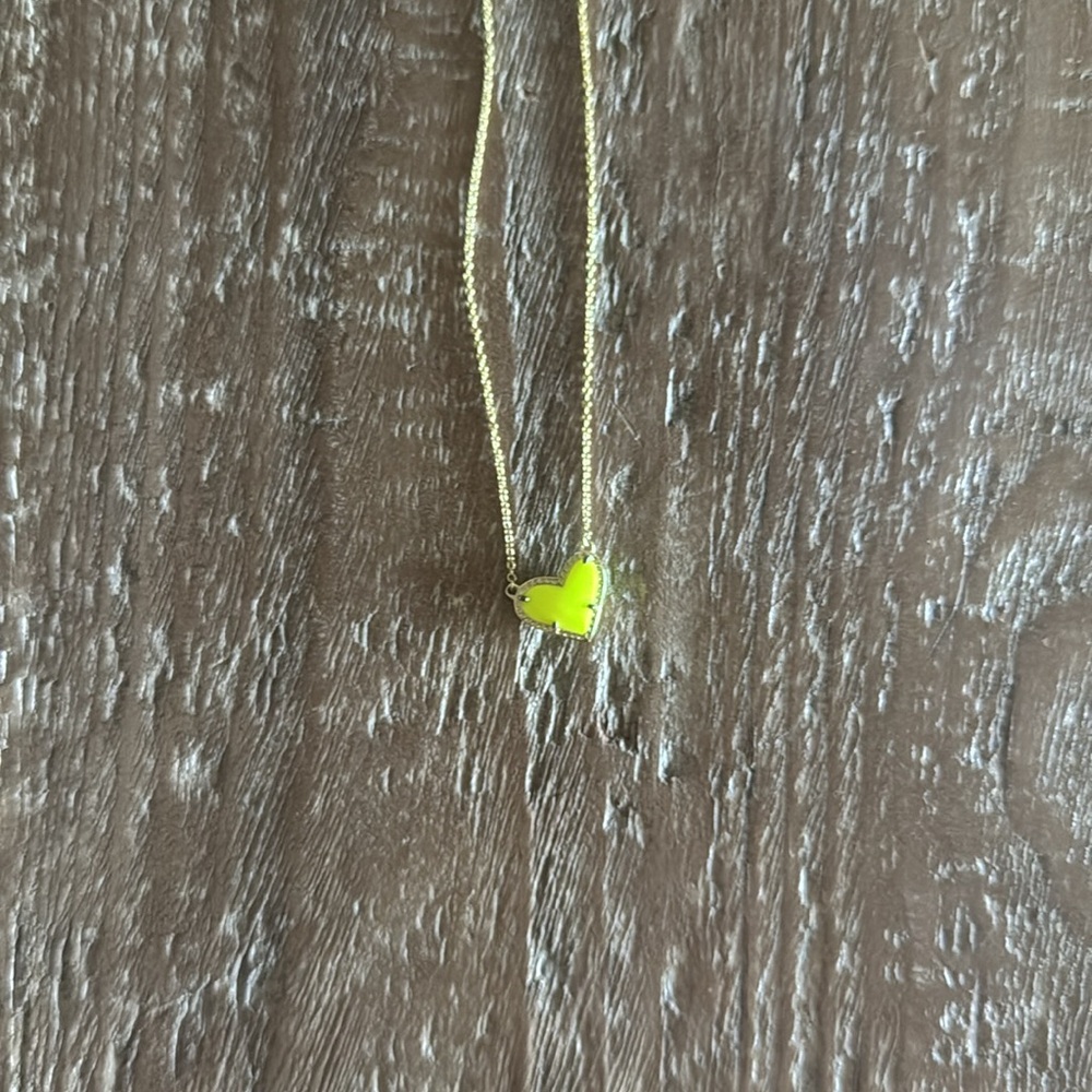 Kendra Scott Lime Green Heart Necklace